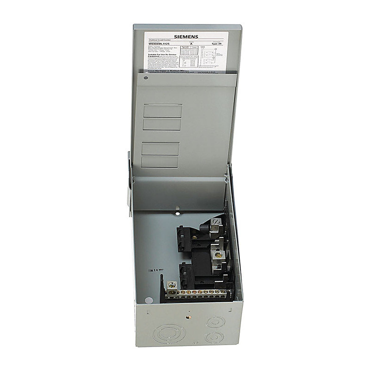 Siemens - W0408ML1125U - Eq 125 Amps 120/240 V 4 Space 8 Circuits Surface Mount Main Lug Load Center