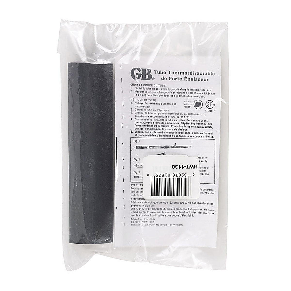Gardner Bender HWT-1138 1-1/8 in. Dia. Heat Shrink Tubing Black 1/Pack