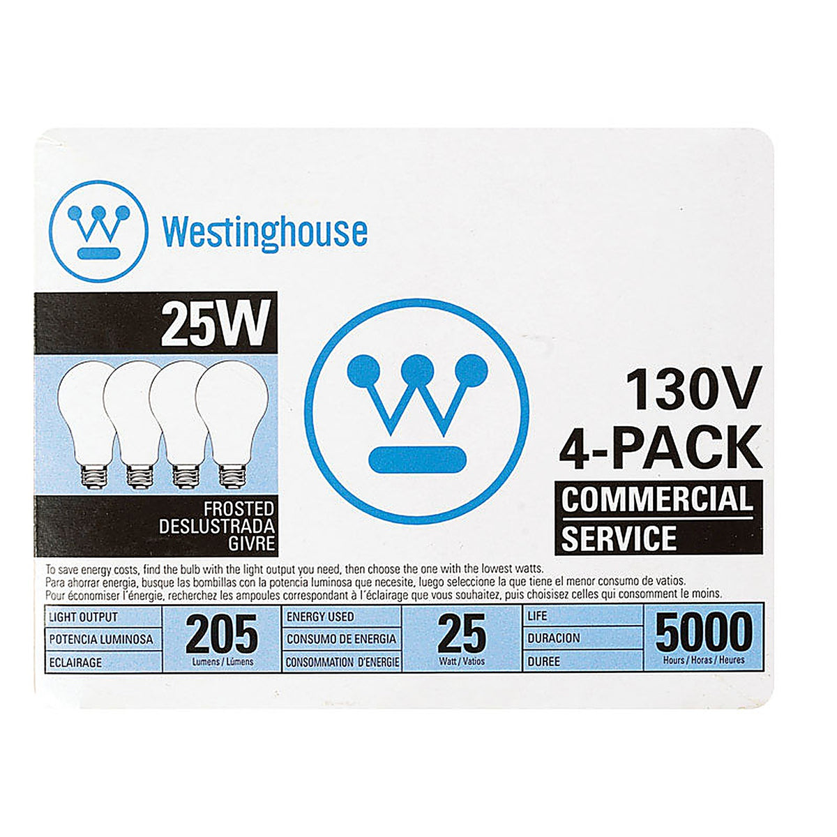 Westinghouse - 0410000 - 25 W A19 A-Line Incandescent Bulb E26 (Medium) White 4 Pack