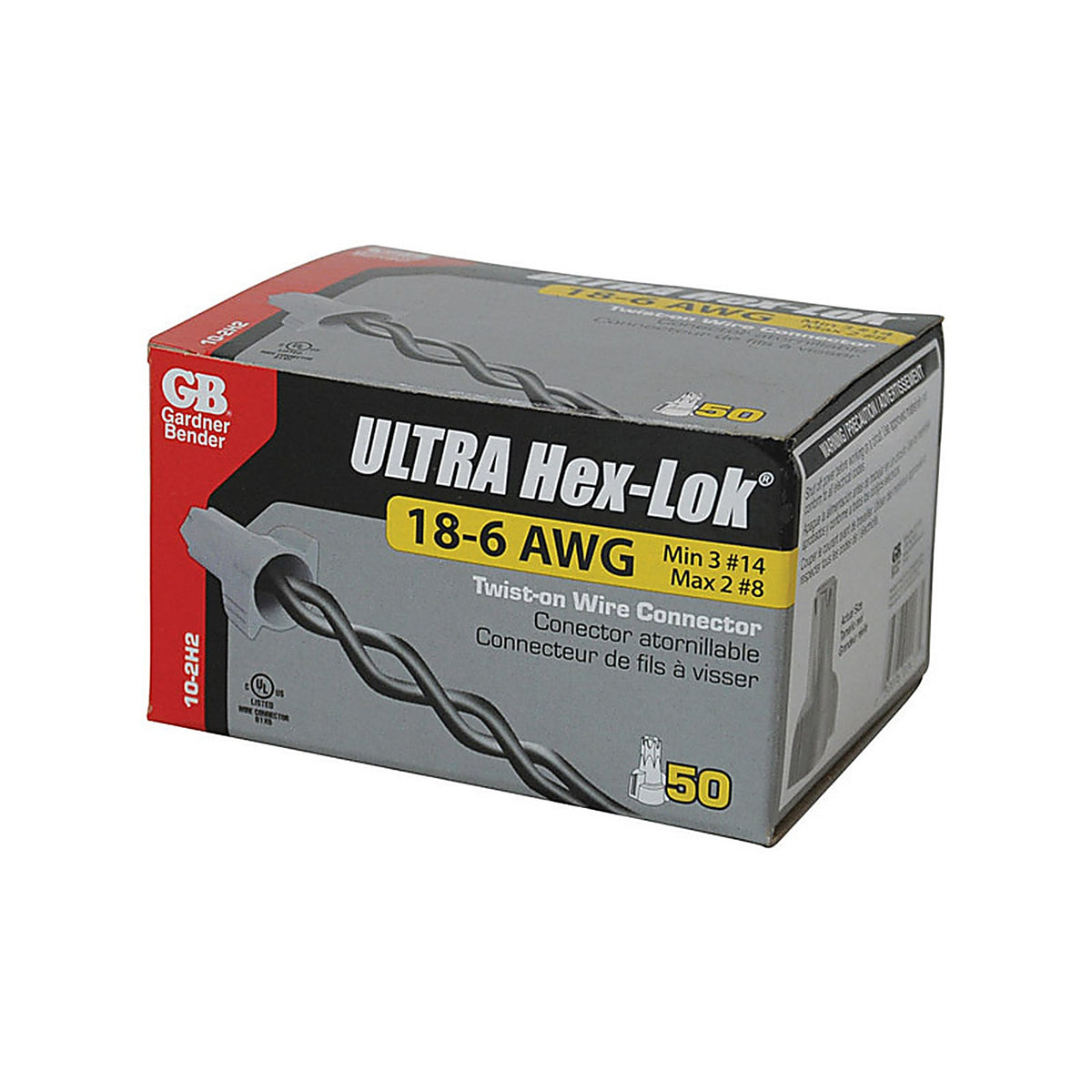 Gardner Bender - 10-2H2 - HEX-Lok 18-6 AWG Copper Wire Connector Gray 50 Pack