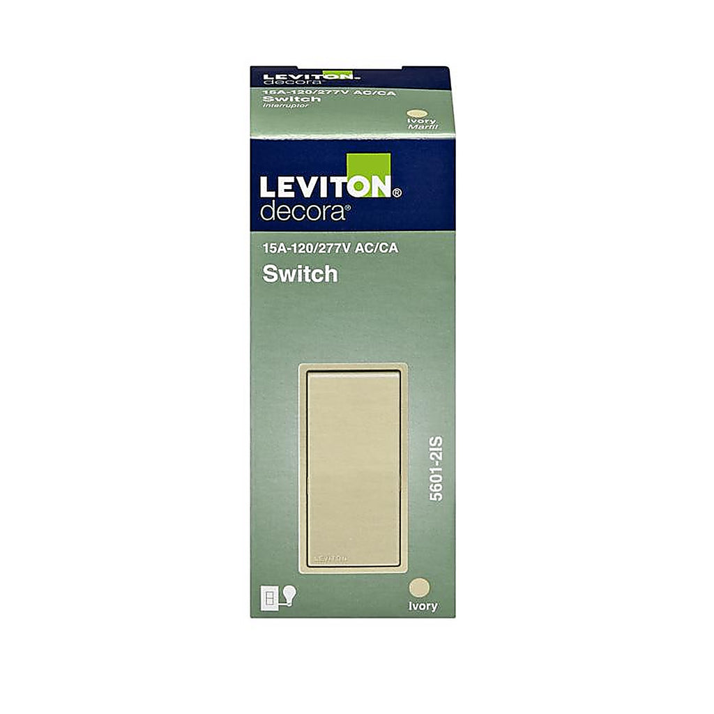Leviton 05601-2IS 15 amps Single Pole Rocker AC Quiet Switch Ivory 1/Pack