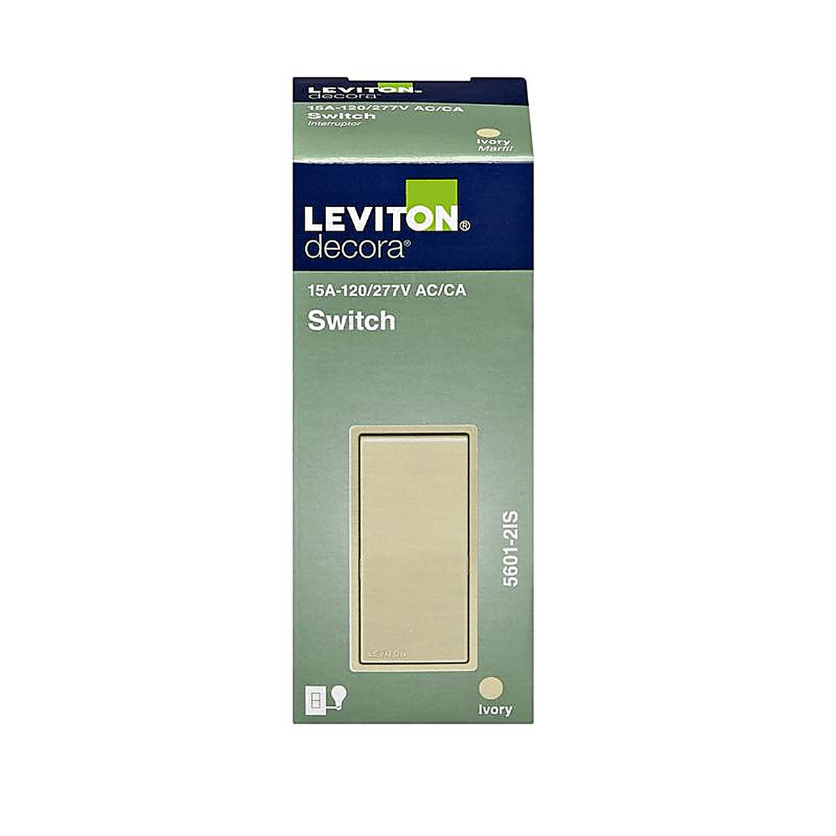 Leviton 05601-2IS 15 amps Single Pole Rocker AC Quiet Switch Ivory 1/Pack