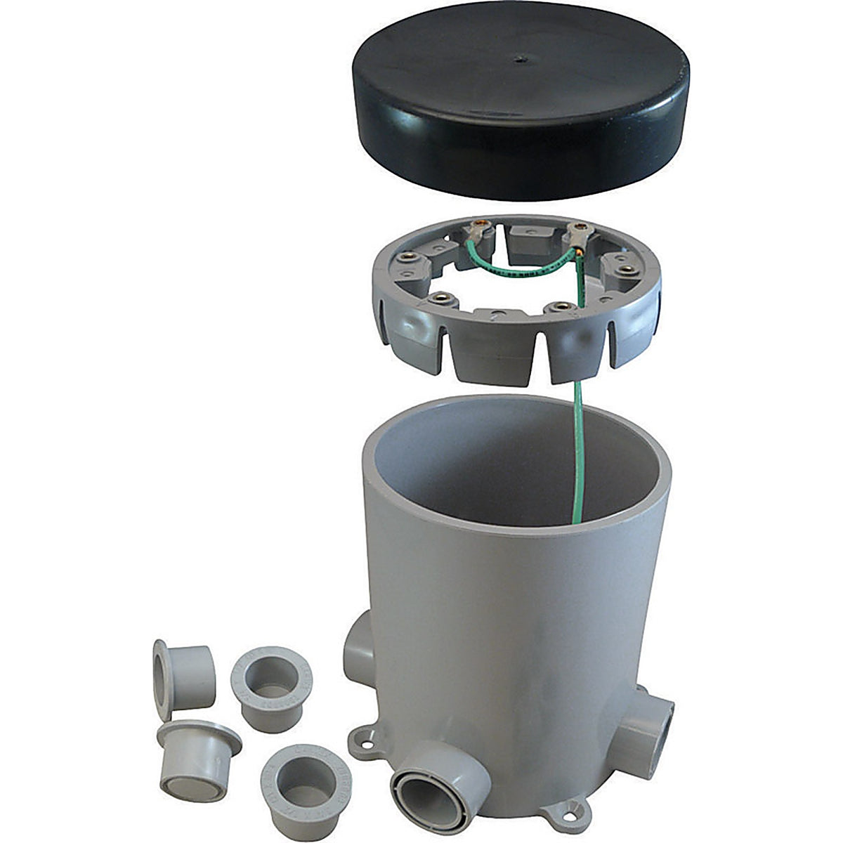 Cantex - 5133760U - New Work 19-1/2 CU in Round PVC 1 Gang Junction Box Gray