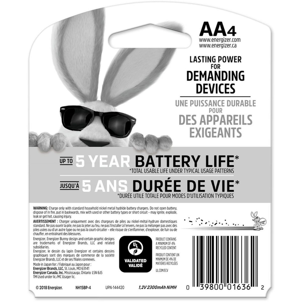 Energizer NH15BP-4 NiMH AA 1.2 V 2.3 Ah Rechargeable Battery 4 pk