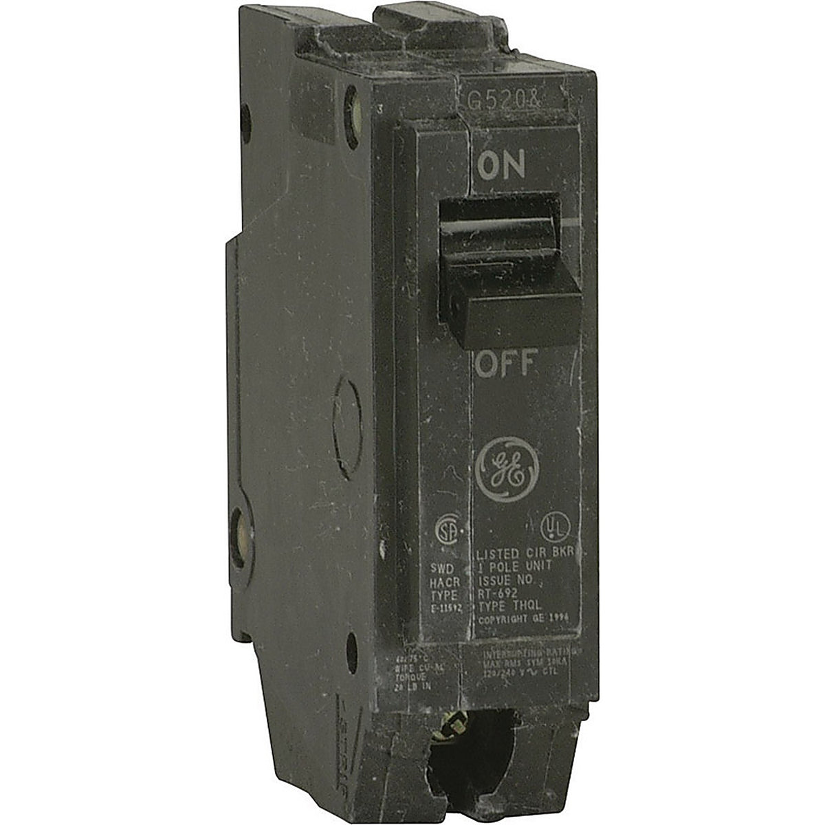 GE THQL1120 Q-Line 20 amps Standard Single Pole Circuit Breaker
