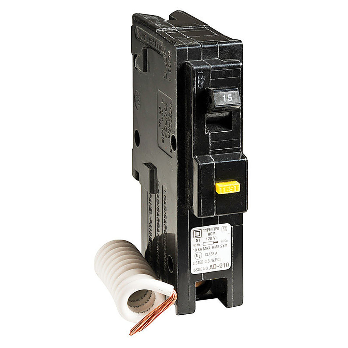 Square D HOM115GFICP HomeLine 15 amps Plug In Single Pole Circuit Breaker
