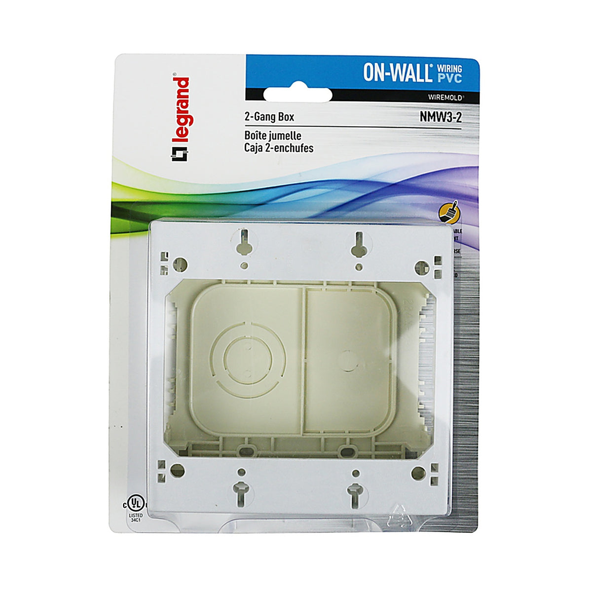 Legrand NMW32 Wiremold Plastic 2 gang Outlet Box White