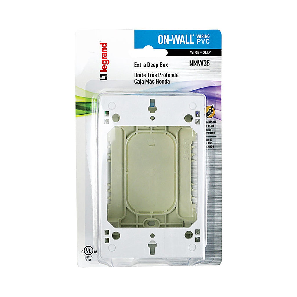 Legrand NMW35 Wiremold 4.75 in. Rectangle PVC 1 gang Outlet Box White