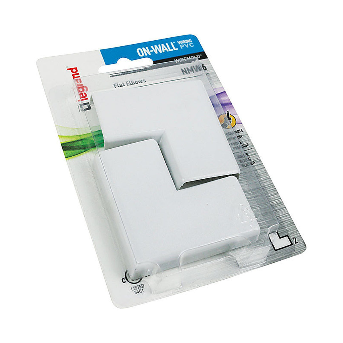 Legrand NMW6 Wiremold On-Wall Flat Elbow 2/Pack