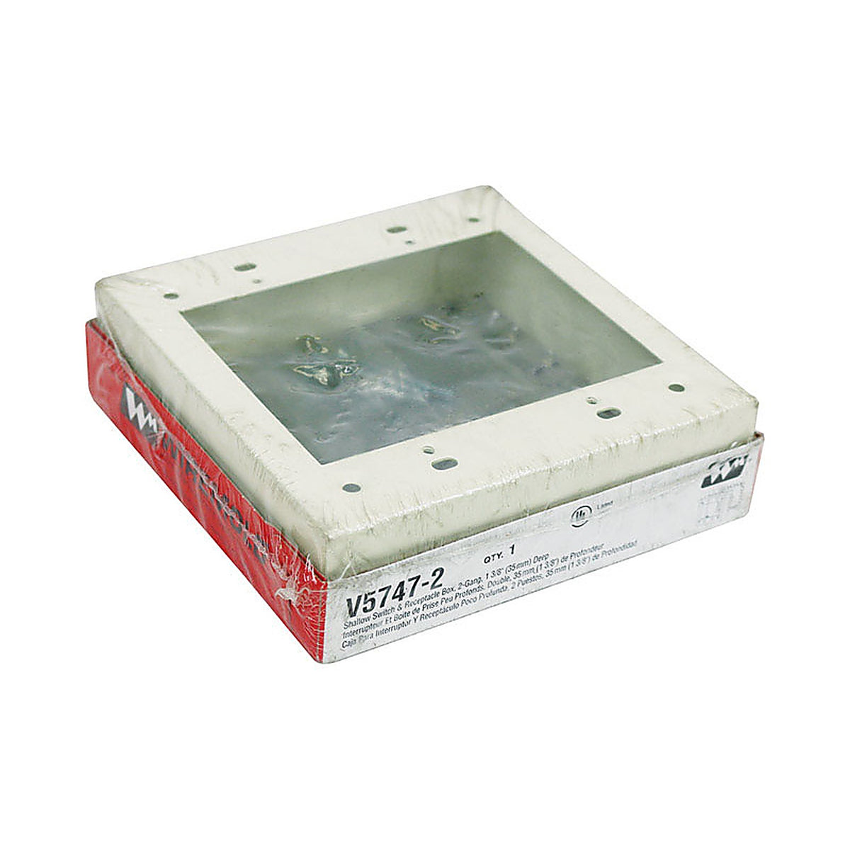 Legrand - V5747-2 - Square Steel 2 Gang Electrical Box Ivory