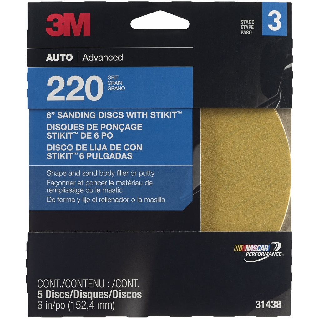 3M 31438 Stikit Gold Disc, 6 inch, P220