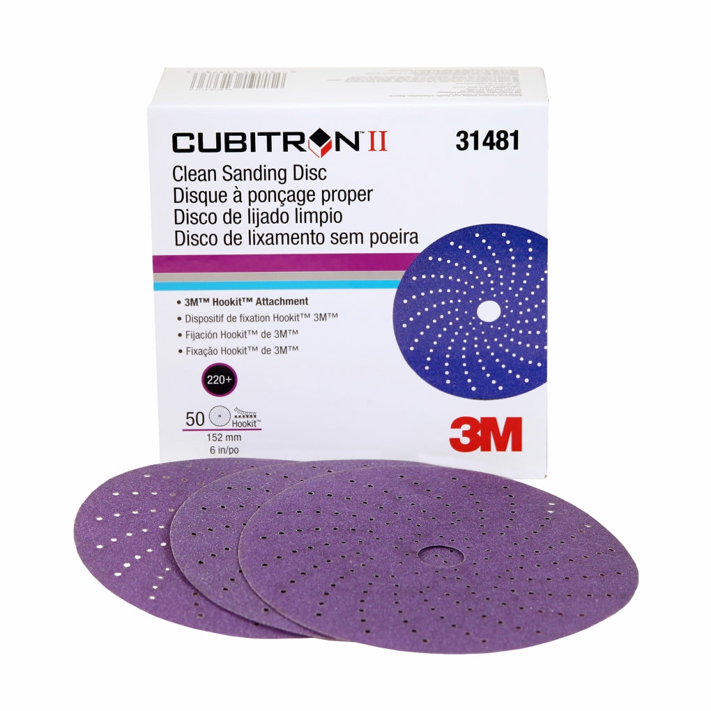 3M 31481 Cubitron II Hookit Clean Sanding Abrasive Disc 737U, 6 in, 220+