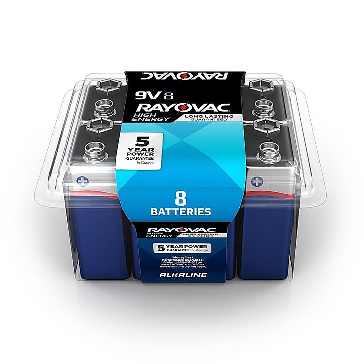 Rayovac A1604-8PPK High Energy 9-Volt Alkaline Batteries 8 pk Clamshell