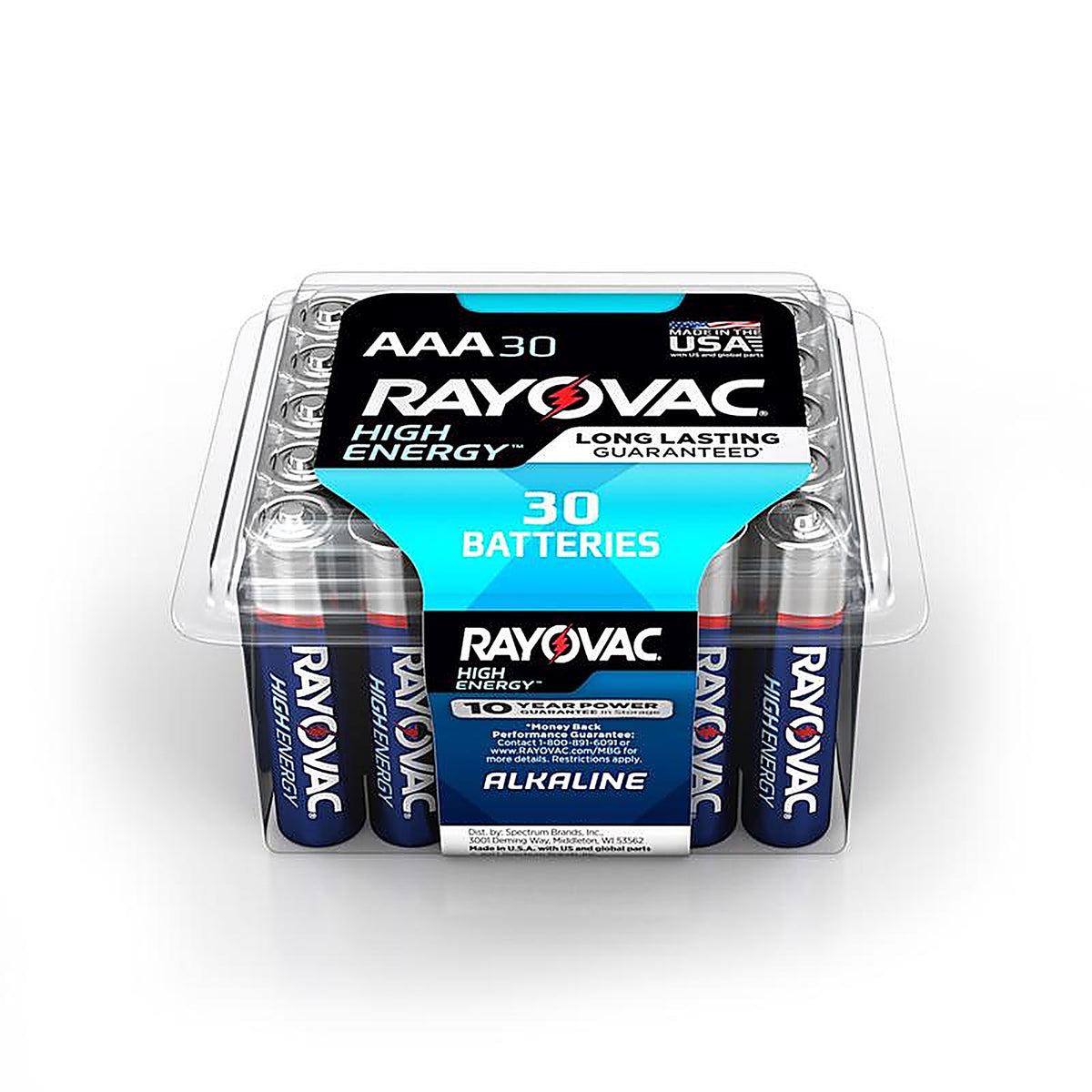 Rayovac 824-30PPTK High Energy AAA Alkaline Batteries 30 pk Clamshell