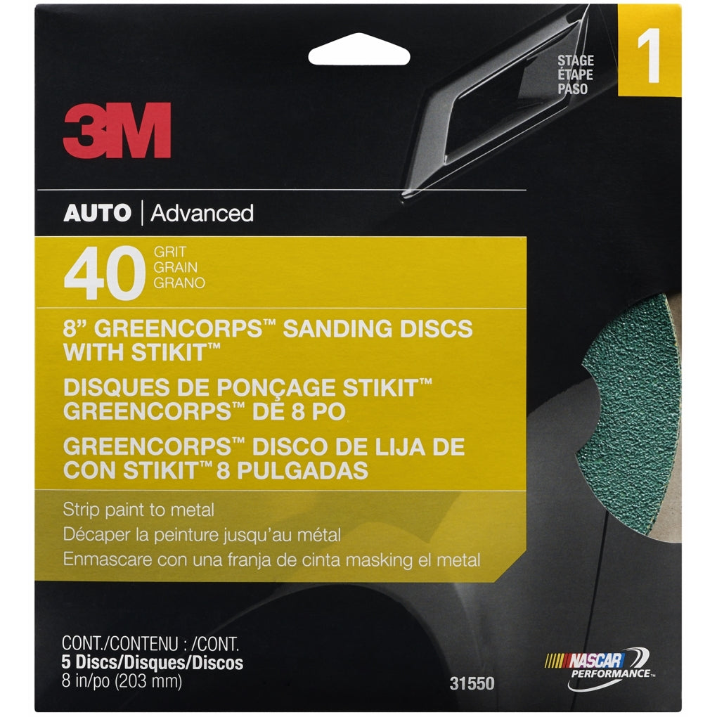 3M 31550 Stikit Green Corps Disc, 8 inch, 40 grit
