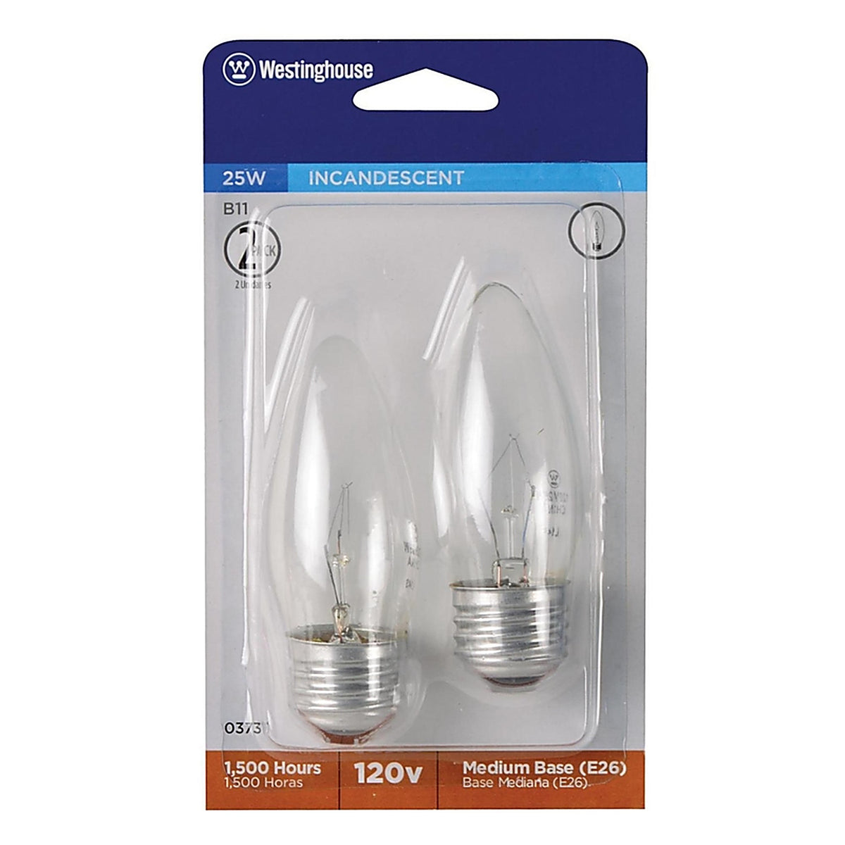 Westinghouse - 0373148 - 25 W B11 Decorative Incandescent Bulb E26 (Medium) Warm White 2 Pack