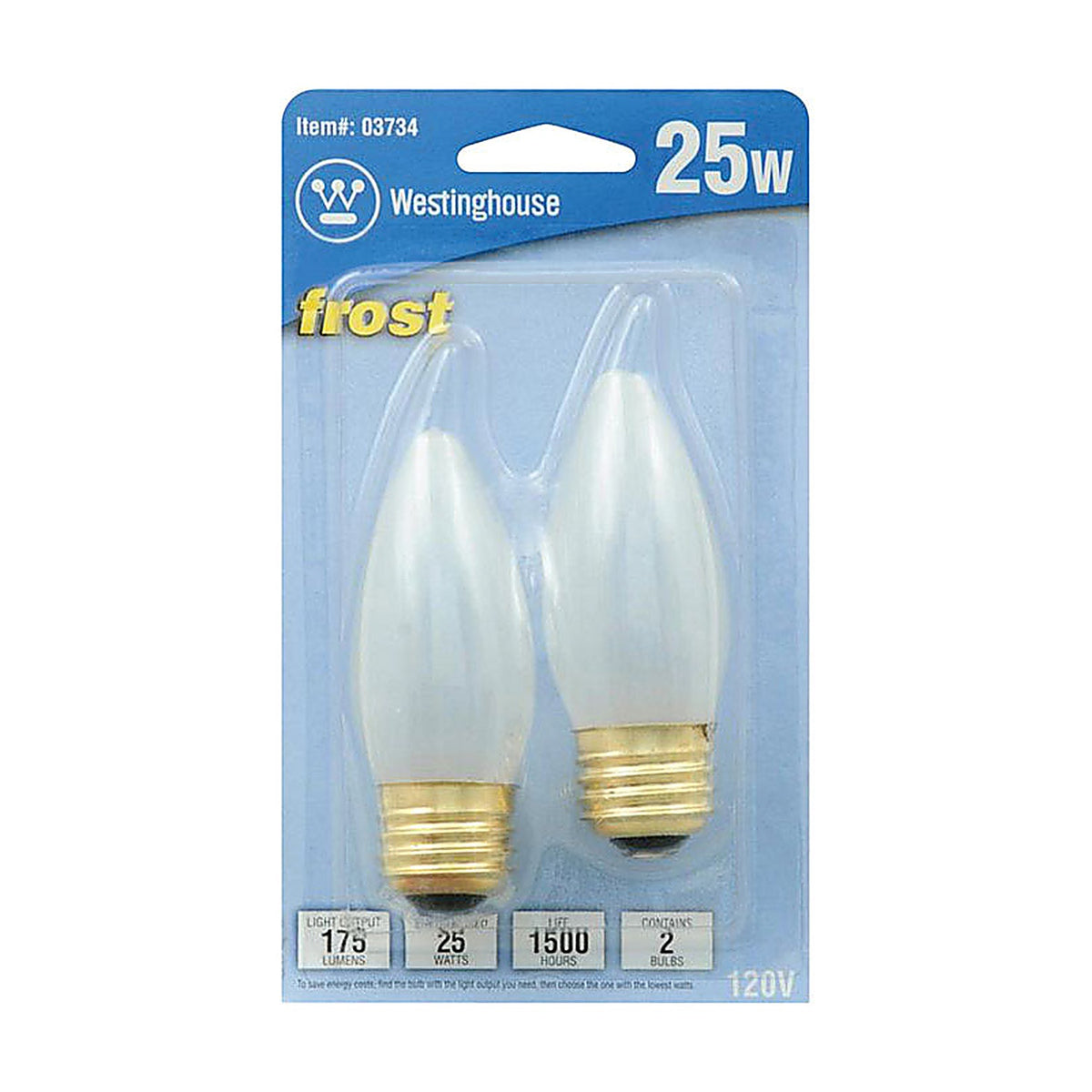 Westinghouse - 0373400 - 25 W B11 Decorative Incandescent Bulb E26 (Medium) Warm White 2 Pack