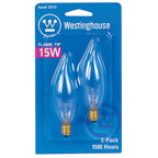 Westinghouse - 0377348 - 15 W Ca8 Decorative Incandescent Bulb E12 (Candelabra) Warm White 2 Pack