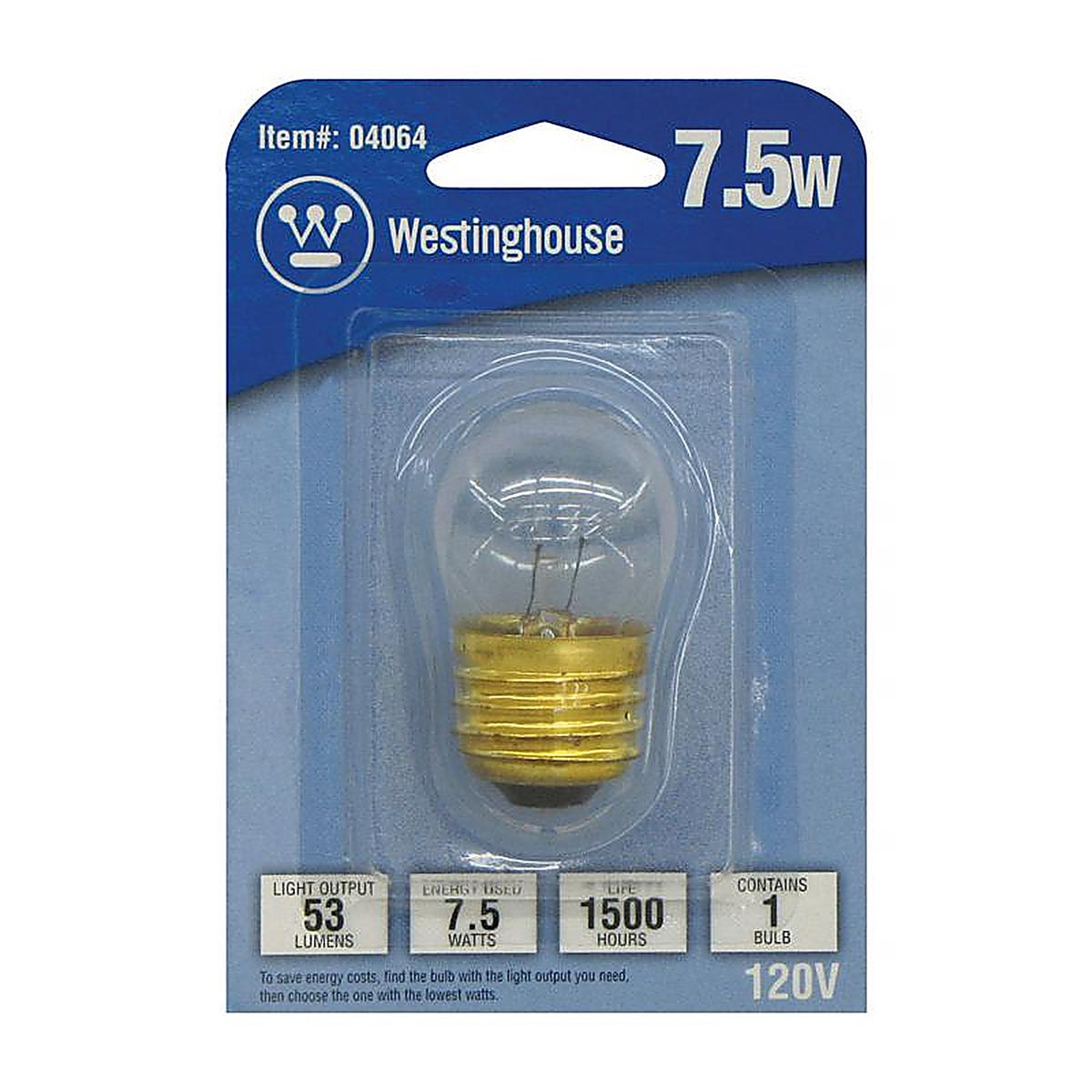 Westinghouse - 0406400 - 7.5 W S11 Specialty Incandescent Bulb E26 (Medium) White 1 Pack