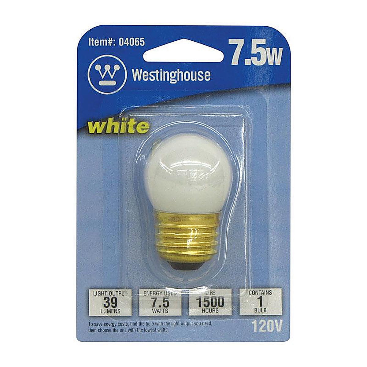 Westinghouse - 0406500 - 7.5 W S11 Specialty Incandescent Bulb E26 (Medium) White 1 Pack