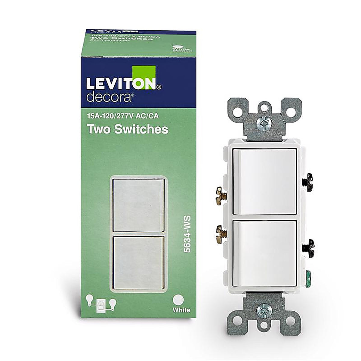 Leviton 05634-0WS 15 amps Single Pole Combination AC Quiet Switch White 1/Pack