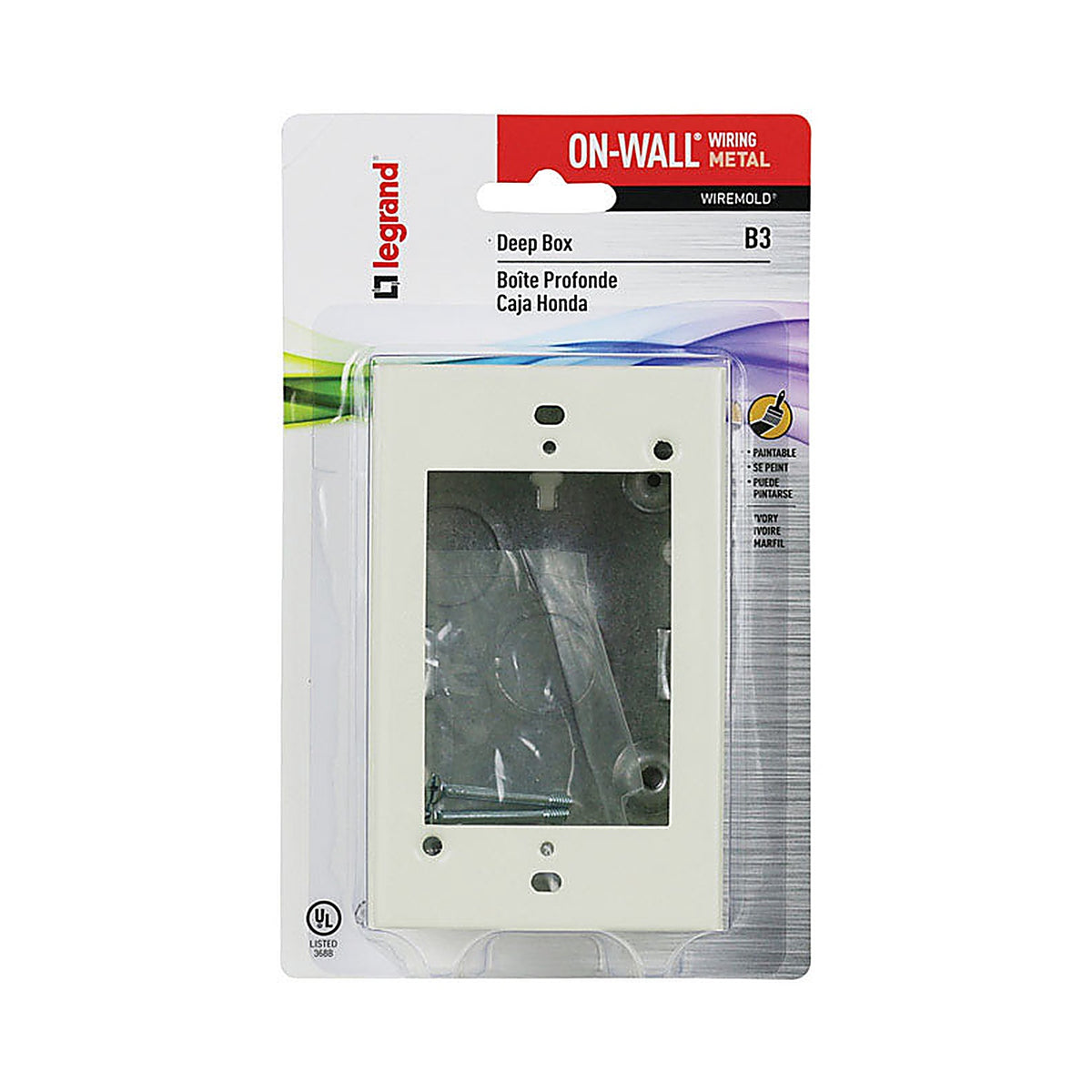 Legrand B-3 Wiremold 1.5 in. Rectangle Metal 1 gang Outlet Box Ivory