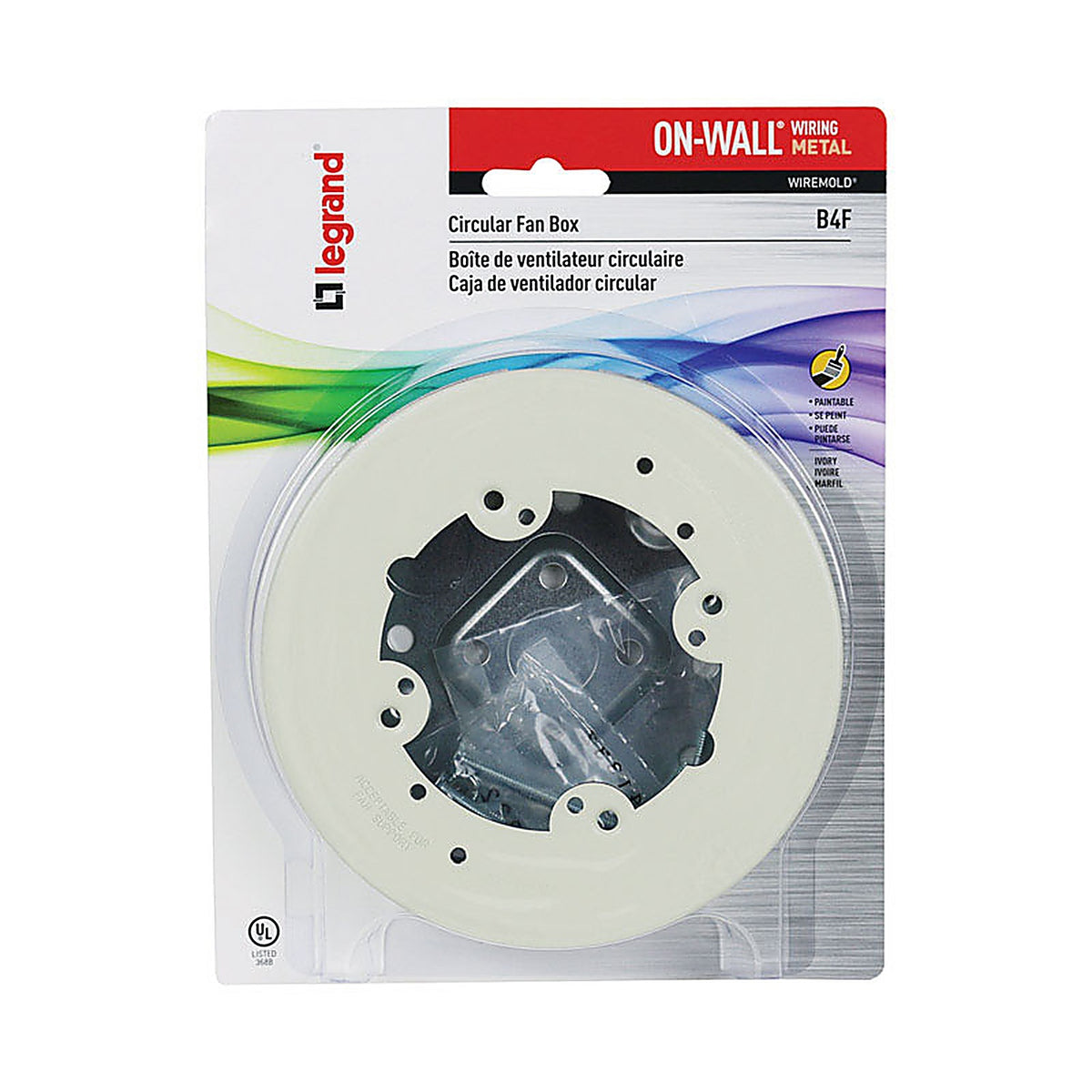 Legrand B4F Wiremold 1.2 in. Round Metal Fan Box Ivory