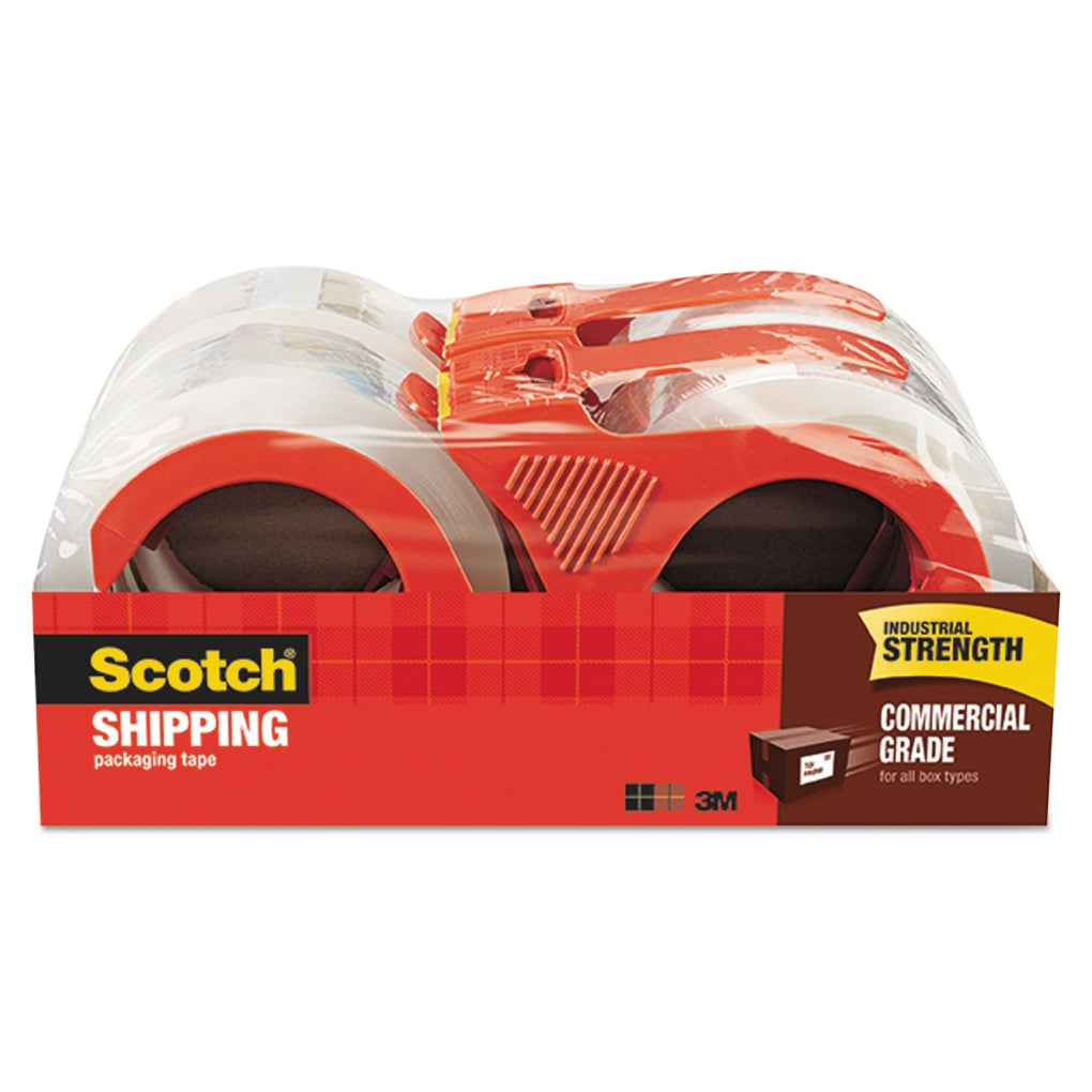 3M 31899 Scotch Commercial Grade Shipping Packaging Tape 3750-4RD, 1.88 in x 54.6 yd (48 mm x 50 m) 4/Pack, Clear 7100087043