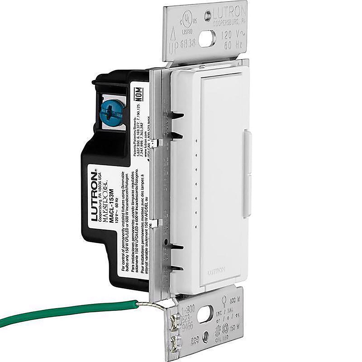 Lutron MACL-153M-RHW-W Maestro White 150 watt 3-Way Dimmer Switch 1/Pack