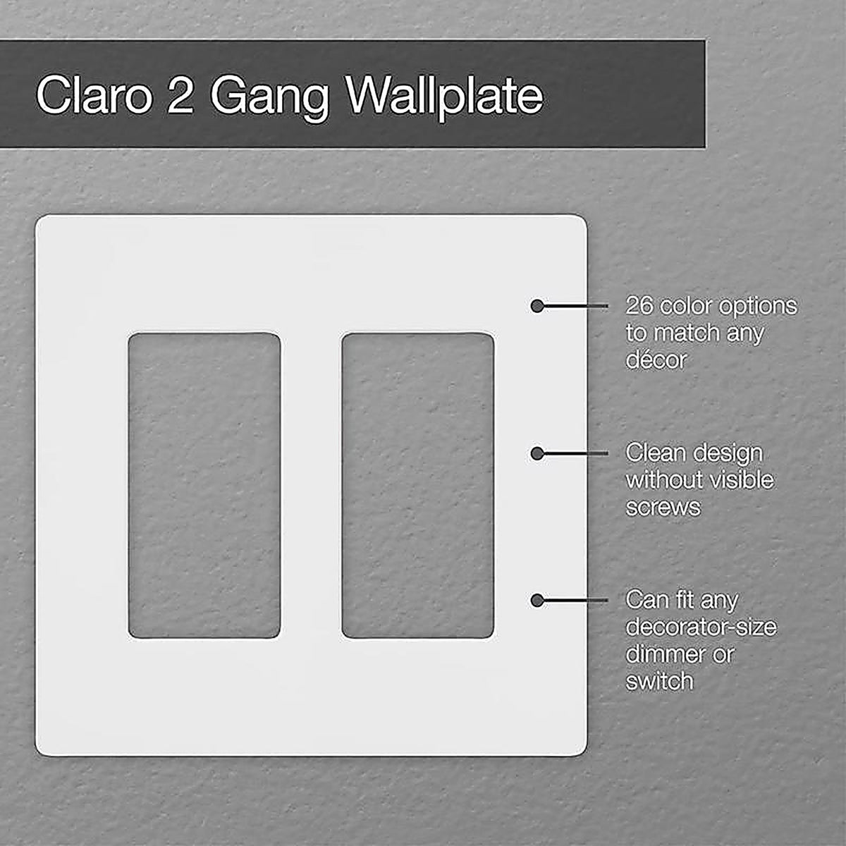 Lutron CW-2-WH Claro White 2 gang Plastic GFCI/Rocker Wall Plate 1 pk