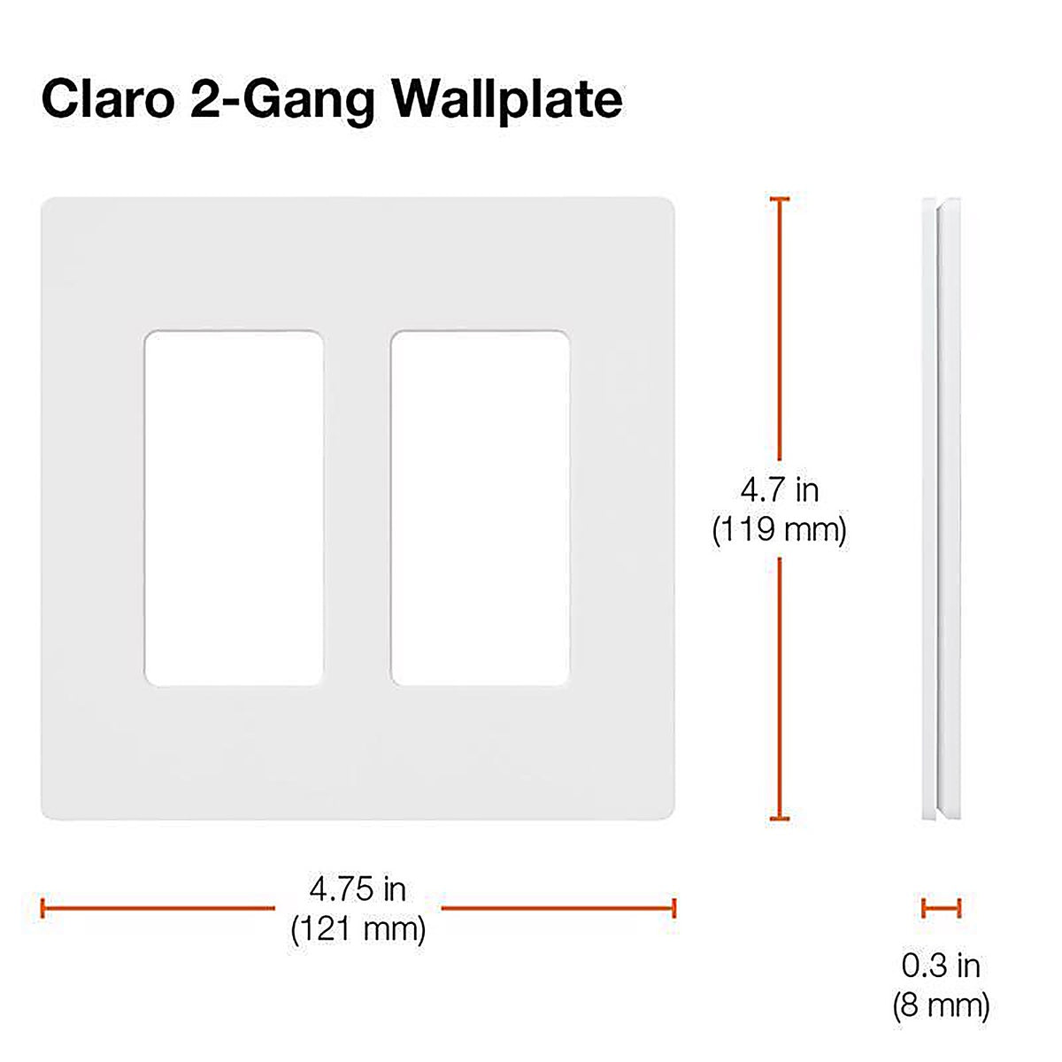 Lutron CW-2-WH Claro White 2 gang Plastic GFCI/Rocker Wall Plate 1 pk