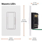 Lutron - MACL-153MLH-WH - Maestro White 150 W 3-Way Dimmer Switch 1 pk