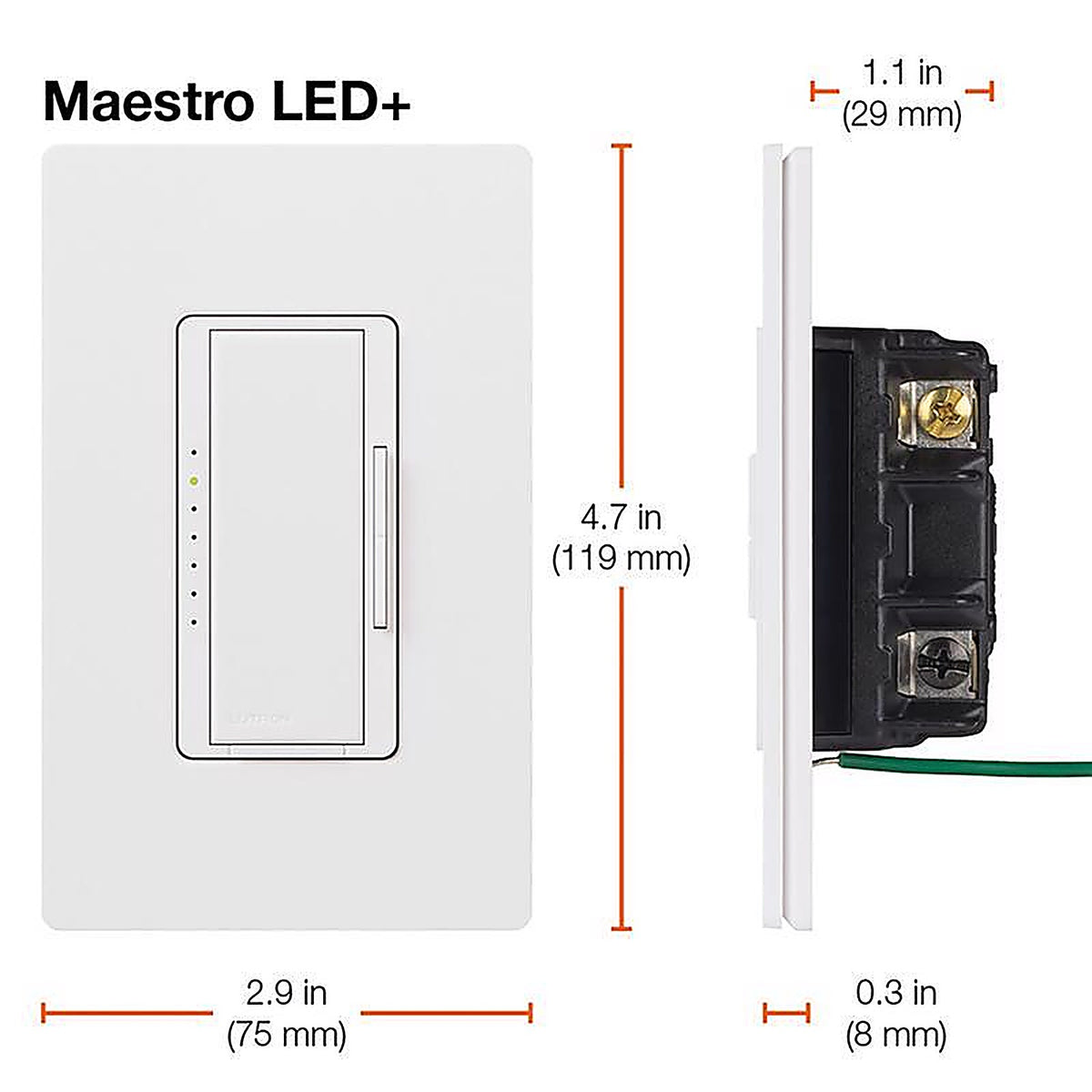 Lutron - MACL-153MLH-WH - Maestro White 150 W 3-Way Dimmer Switch 1 pk
