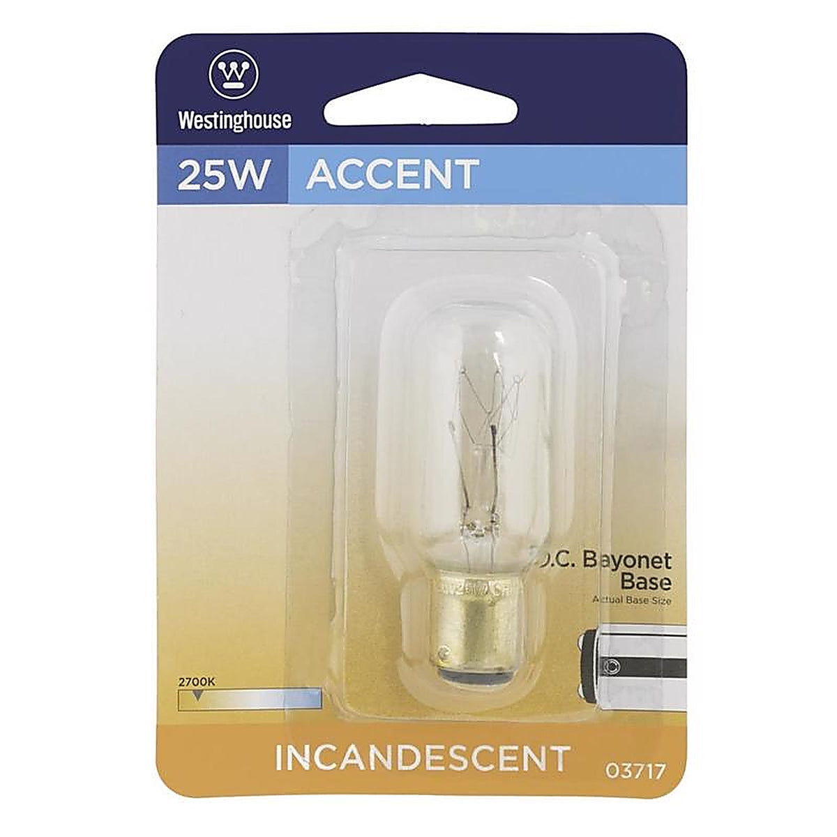 Westinghouse - 0371700 - 25 W T8 Specialty Incandescent Bulb D.c. Bayonet Warm White 1 Pack