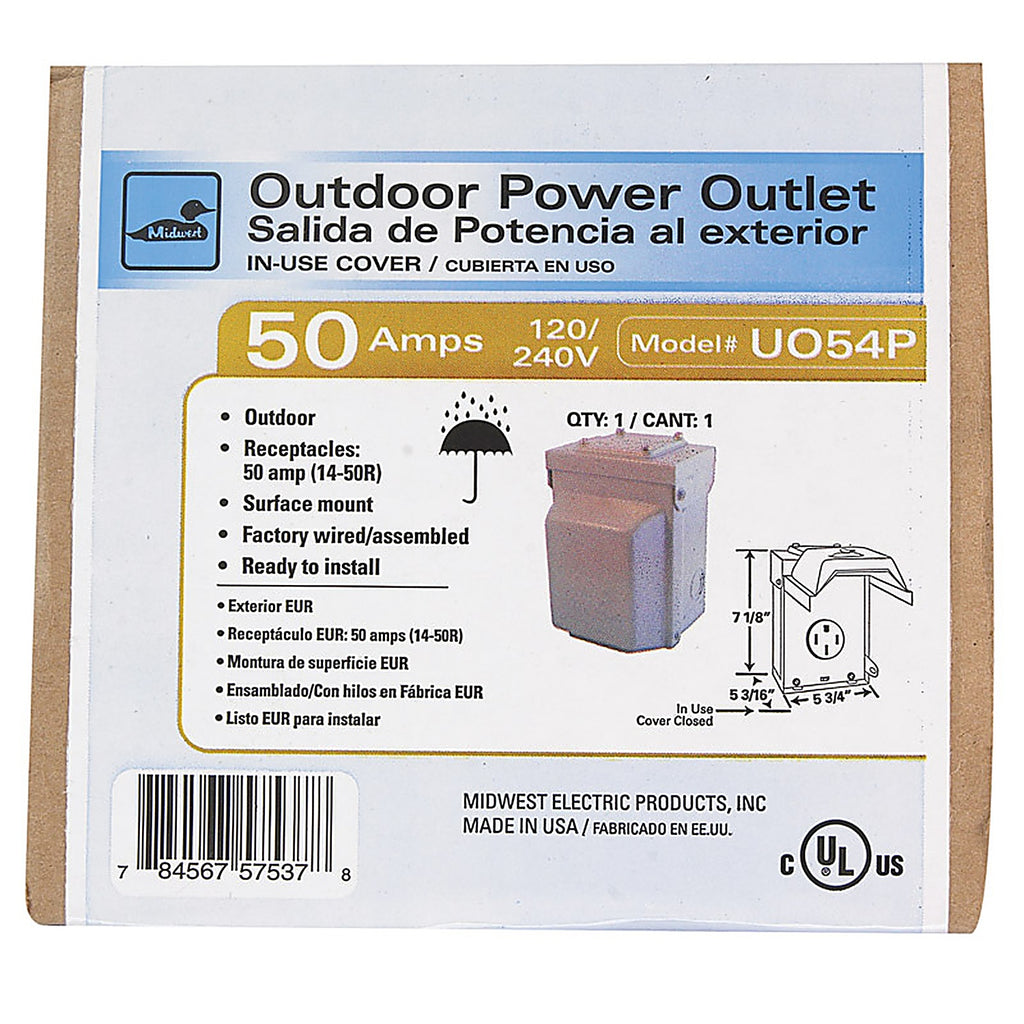 GE U054P 50 amps 240 volt Single Silver RV Power Outlet 1/Pack
