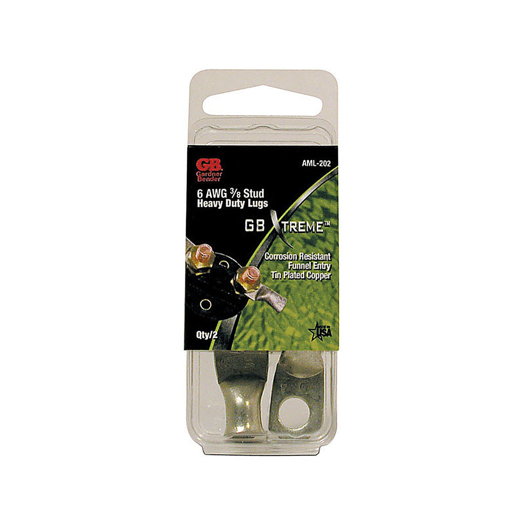 Gardner Bender AML-202 Xtreme 6 Ga. Insulated Wire Electrical Lug Silver 2/Pack