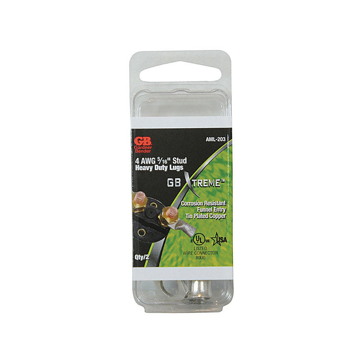 Gardner Bender AML-203 Xtreme 4 Ga. Insulated Wire Electrical Lug Silver 2/Pack
