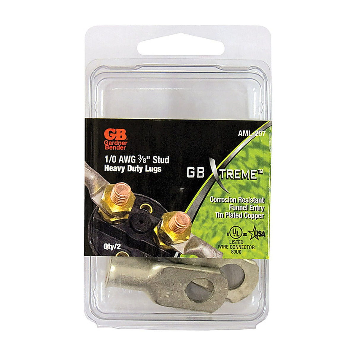 Gardner Bender AML-207 Xtreme 1 Ga. Insulated Wire Electrical Lug Silver 2/Pack