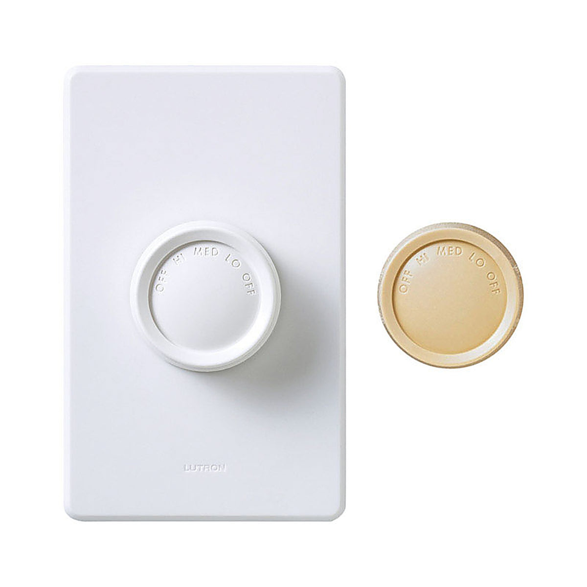 Lutron FSQ-2FH-DK Single pole Rotary Fan Control Ivory, White 1/Pack