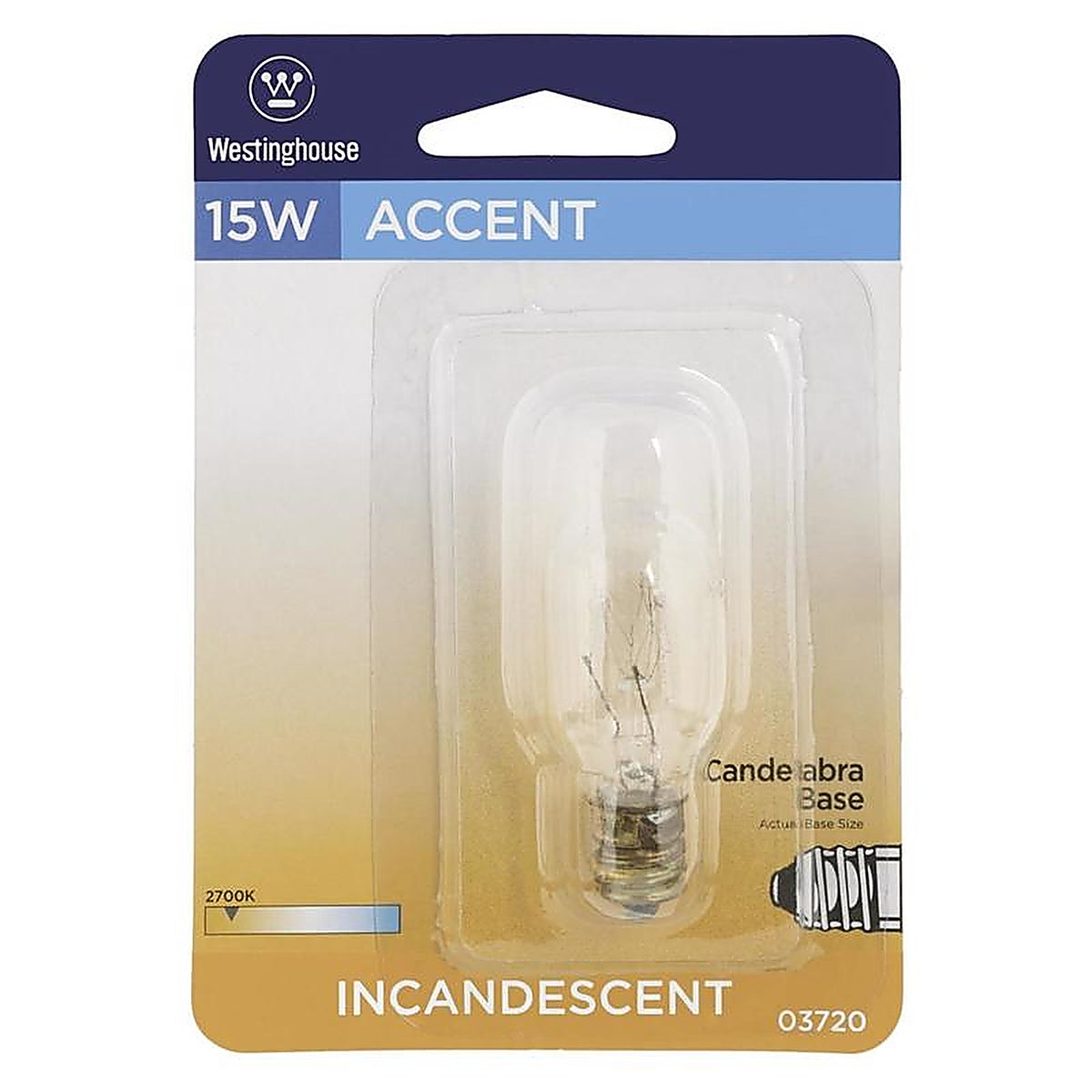 Westinghouse - 0372000 - 15 W T7 Specialty Incandescent Bulb E12 (Candelabra) Warm White 1 Pack