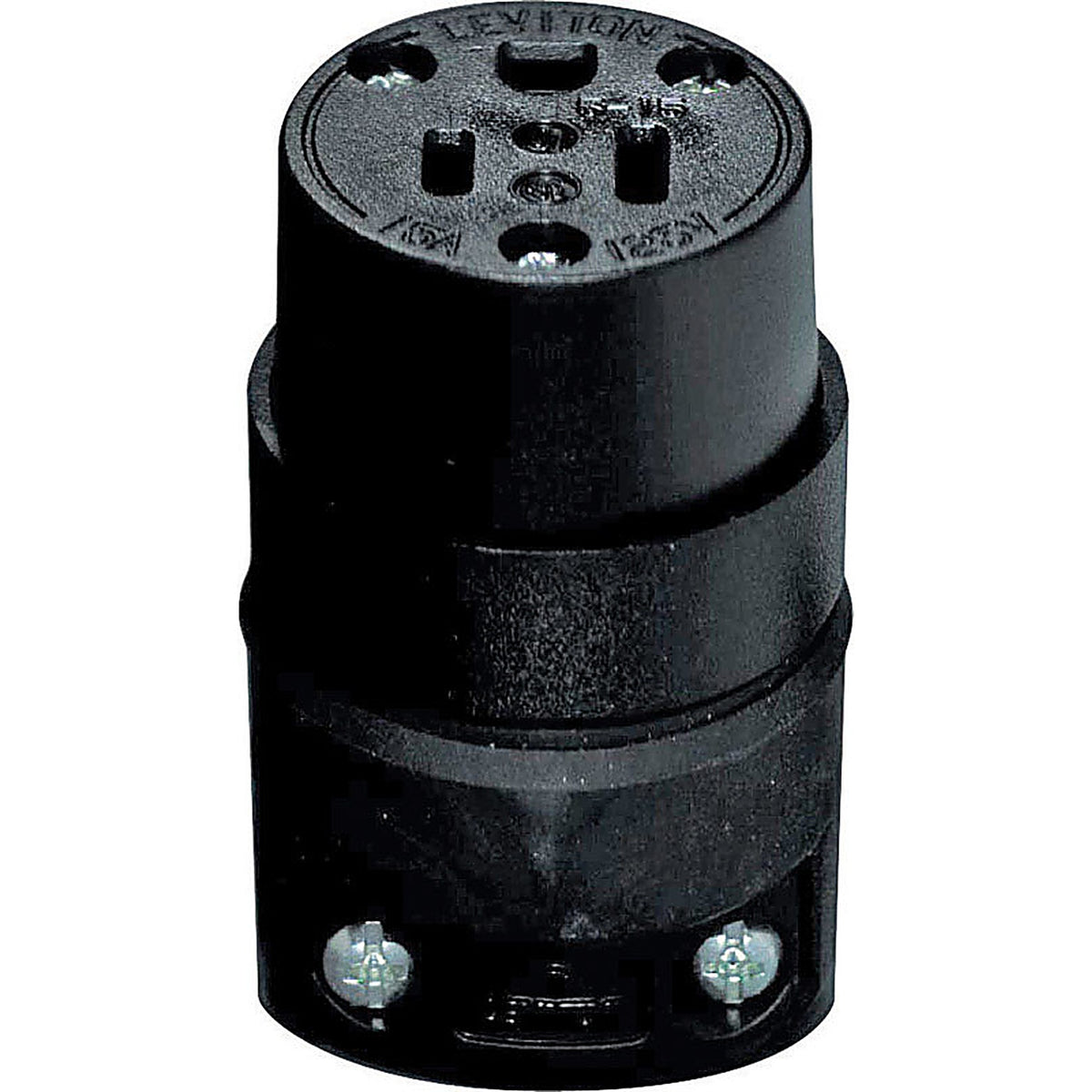 Leviton 515CR-000 Commercial Rubber Ground/Straight Blade Connector 5-15R 18-12 AWG 2 Pole 3 Wire
