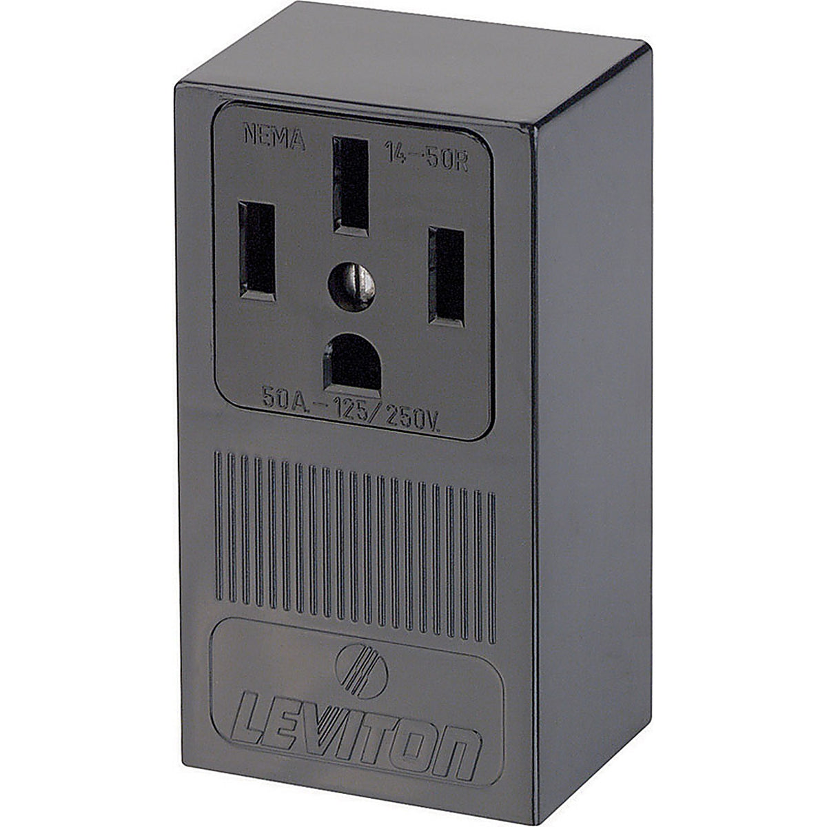 Leviton 55050-P00 50 amps 125/250 volt Black Outlet 14-50R 1/Pack