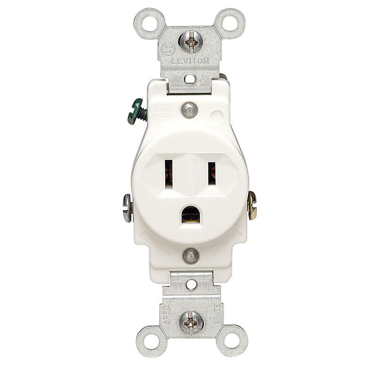 Leviton - 05015-KWS - 15 Amps 125 V Single White Outlet 5-15R 1 Pack