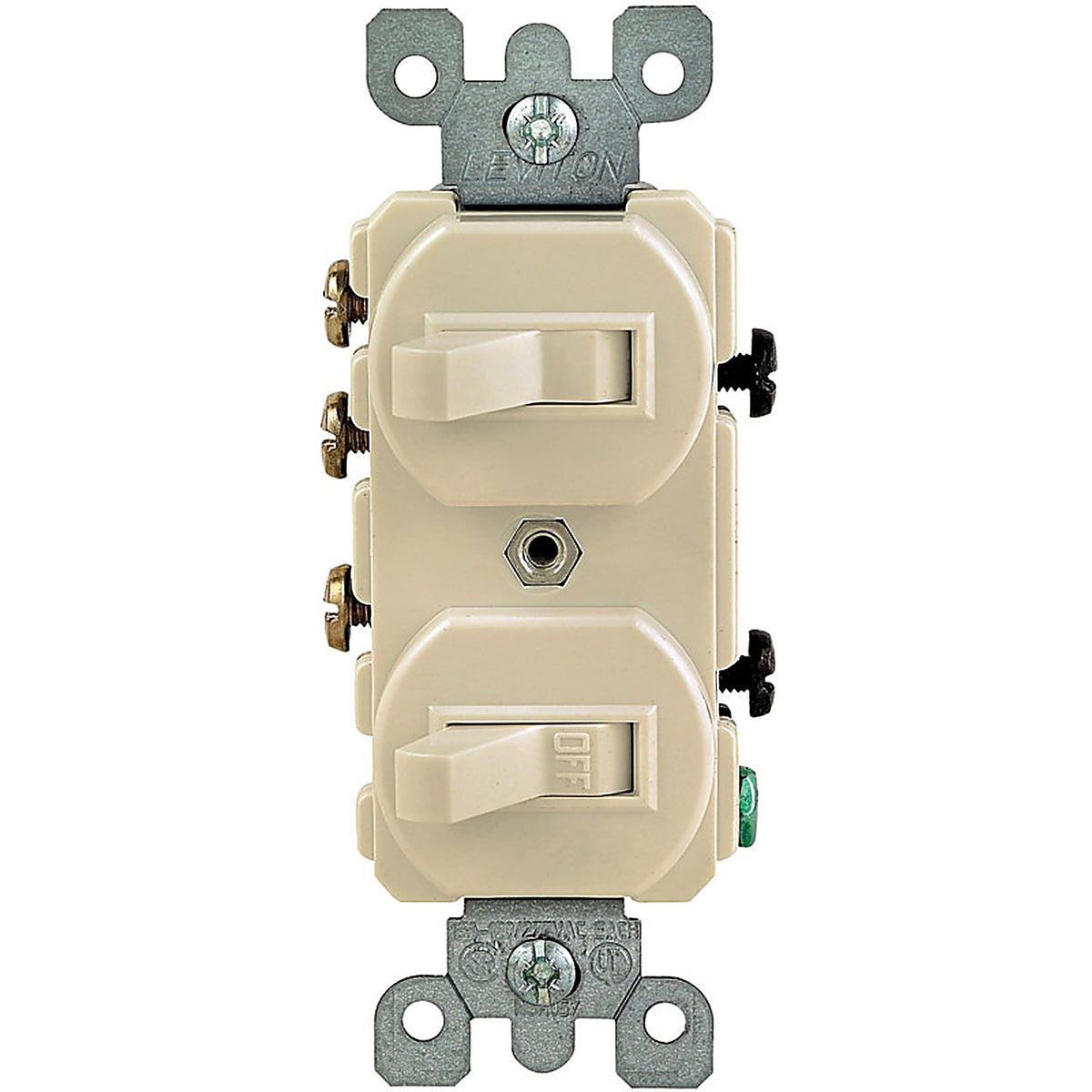 Leviton 05241-IKS 15 amps Single Pole or 3-way Rocker Duplex Combination Switch Ivory 1/Pack