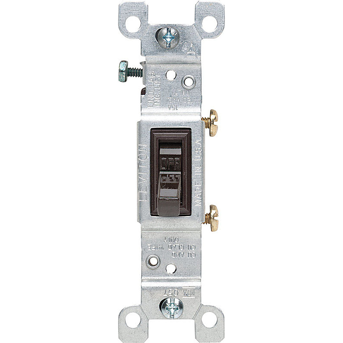 Leviton 01451-002 15 amps Single Pole Toggle AC Quiet Switch Brown 1/Pack