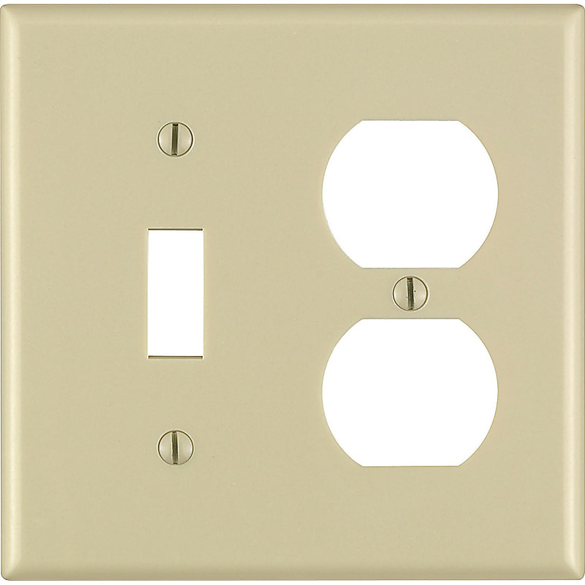 Leviton 86005-000 Ivory 2 gang Thermoset Plastic Duplex/Toggle Wall Plate 1/Pack