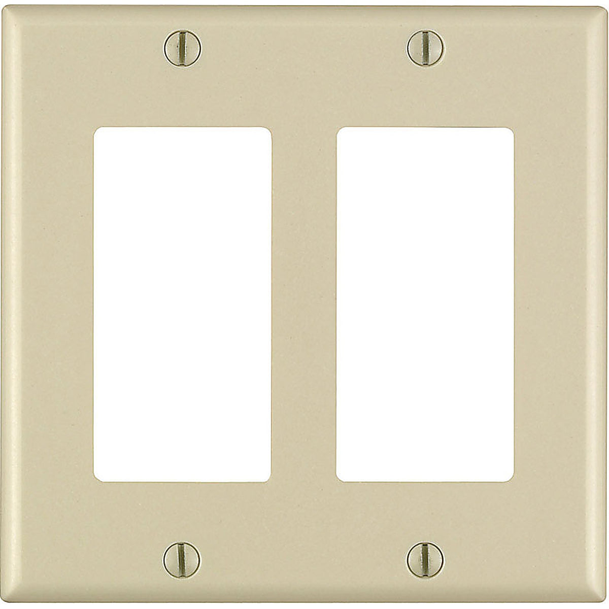 Leviton 80409-00I Ivory 2 gang Thermoset Plastic GFCI/Rocker Wall Plate 1/Pack