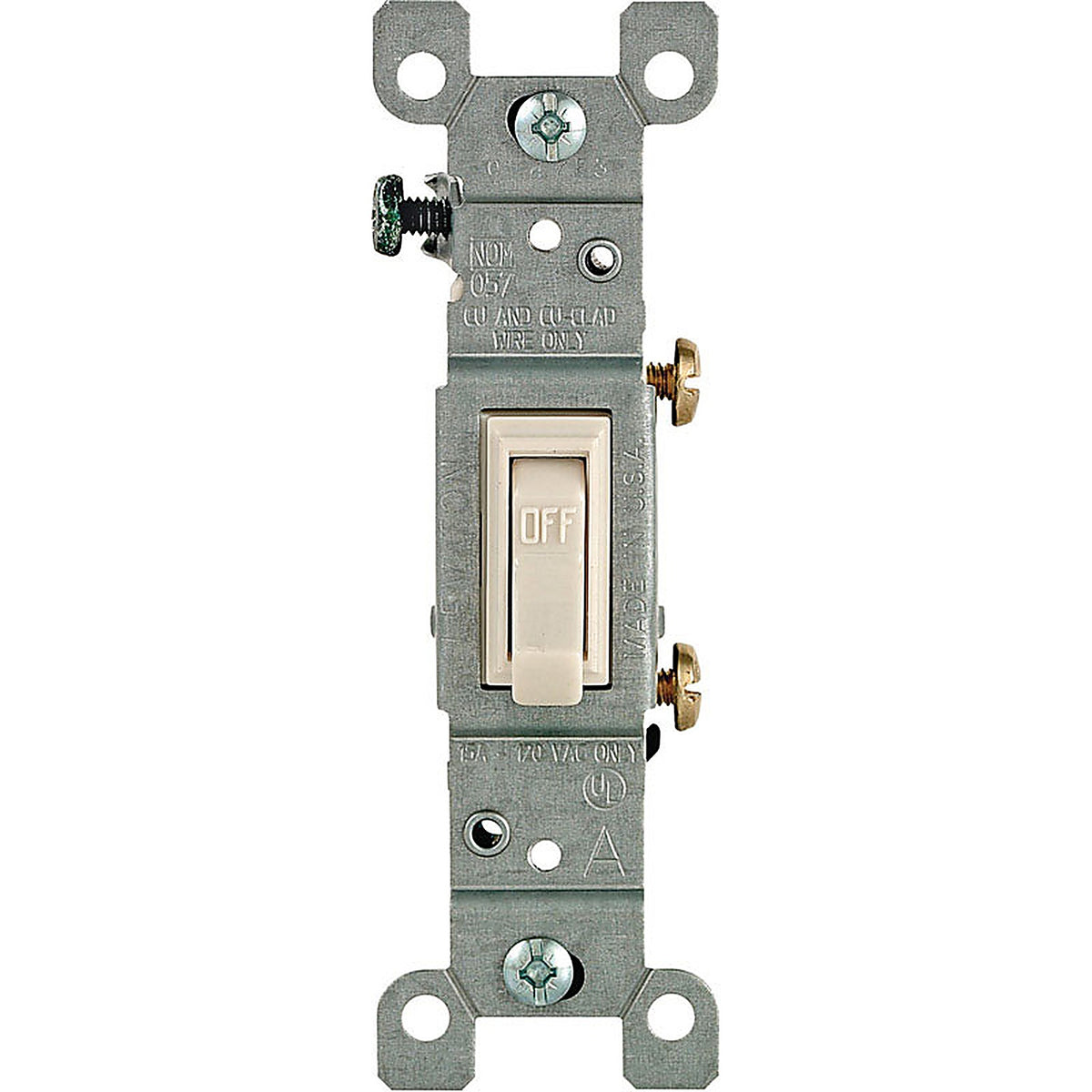 Leviton 01451-02T 15 amps Single Pole Toggle AC Quiet Switch Light Almond 1/Pack