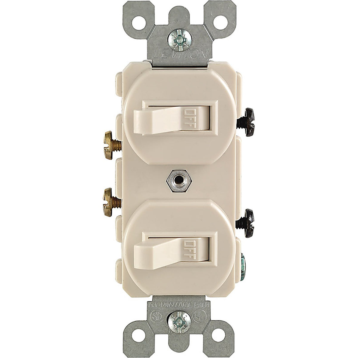 Leviton 05224-2TS 15 amps Single Pole Toggle Switch Light Almond 1/Pack