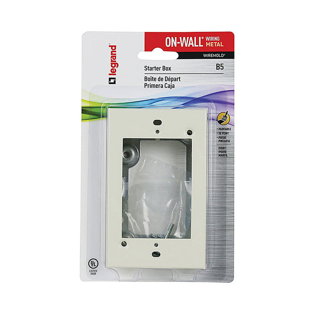 Legrand B-5 Wiremold 1 in. Rectangle Metal 1 gang Extension Starter Box Ivory